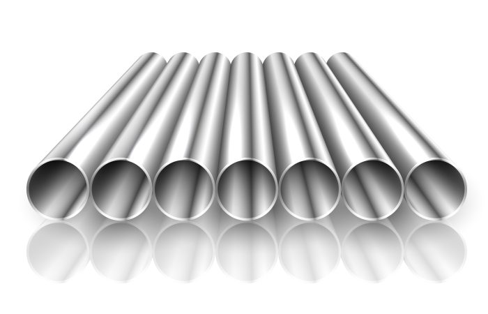 industrial iron pipeline perspective background with 3d effect