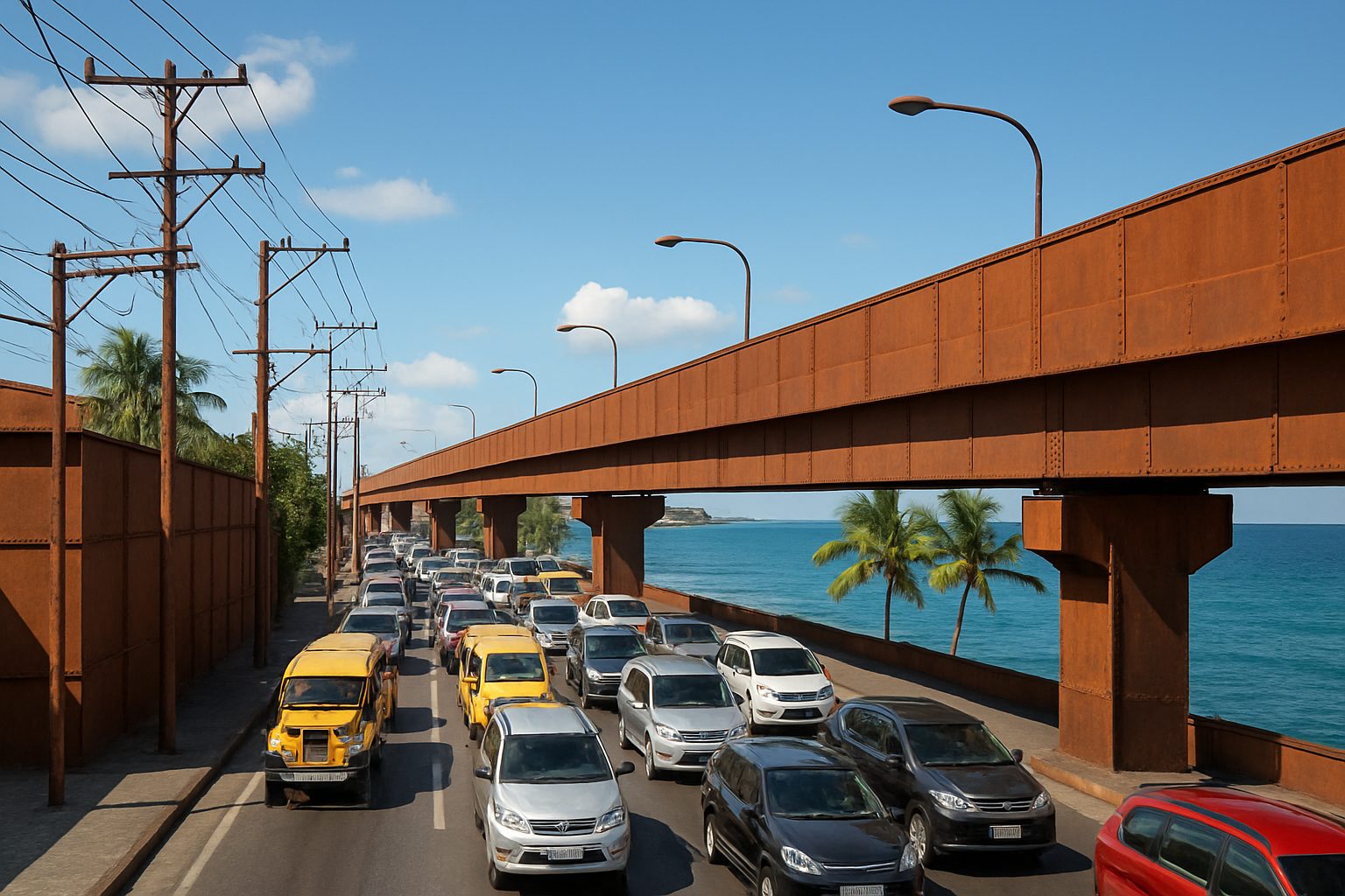 Mitigating Climate Change Effects: The Role of Carbon Steel Plates in Philippine Infrastructure 3 Philippine coastal road with traffic, showcasing infrastructure built with carbon steel plates.