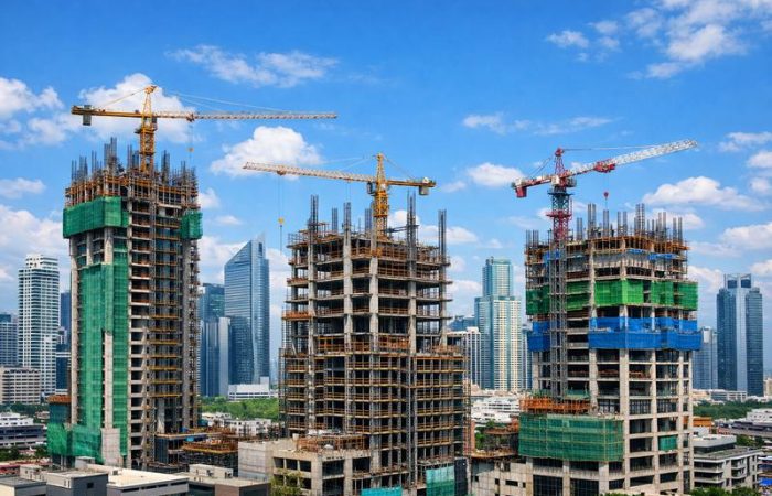 Philippine urban skyline with high-rise buildings under construction using square and rectangular steel tubes. revamping-old-systems-why-more-cities-in-the-philippines-are-featured-0
